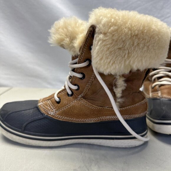 Crocs Boots Womens 7 All Cast Luxe Shearling Winter Snow Duck Boot 12812 Brown - Picture 6 of 13